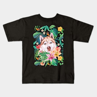 Tropical Siberian Husky 2 Kids T-Shirt